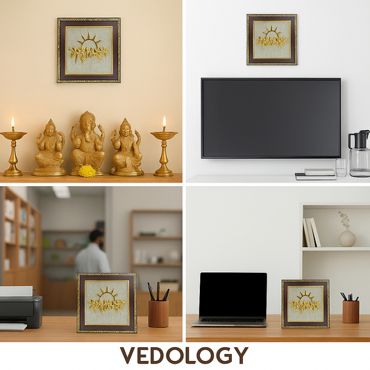 7 Horses Raw Pyrite Energy Frame for Success, Wealth & Recognition