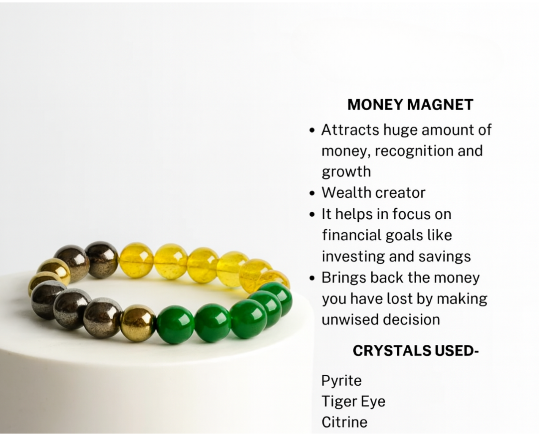 Money Magnet Bracelet – 4 Powerful Crystals for Wealth, Success & Protection