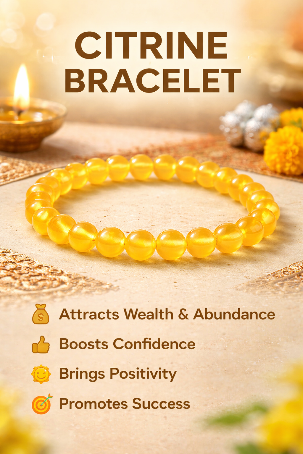 Natural Citrine Bracelet – Wealth, Positivity & Success Crystal