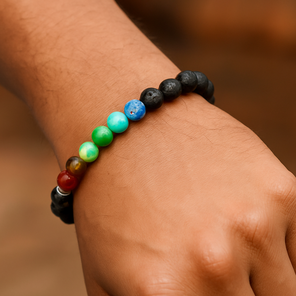 Authentic 7 Chakra Crystal & Lava Stone Healing Bracelet