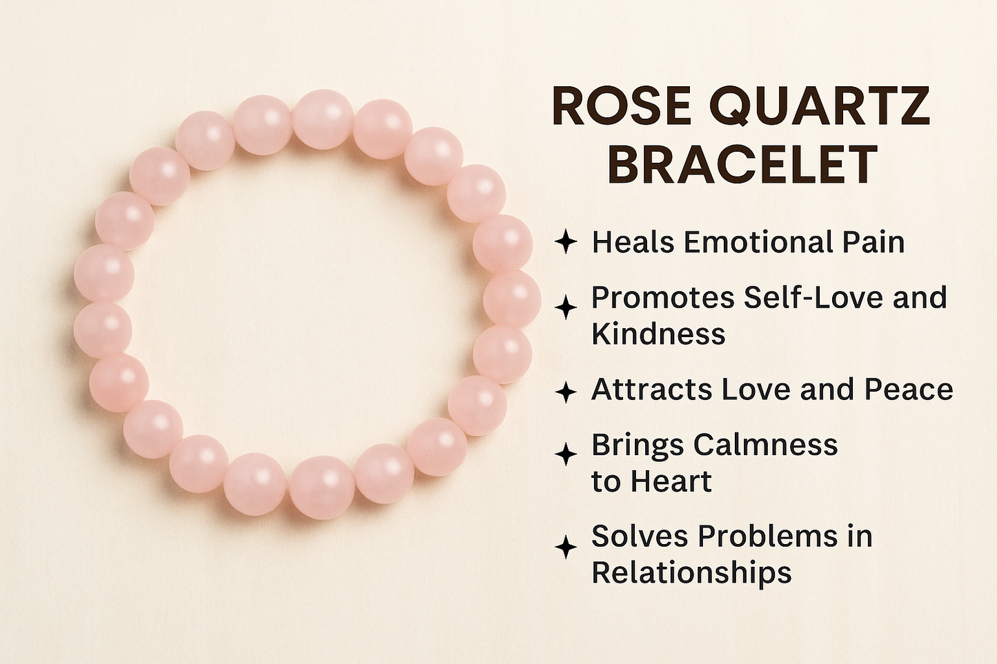 Rose Quartz Bracelet for Love, Peace & Emotional Healing
